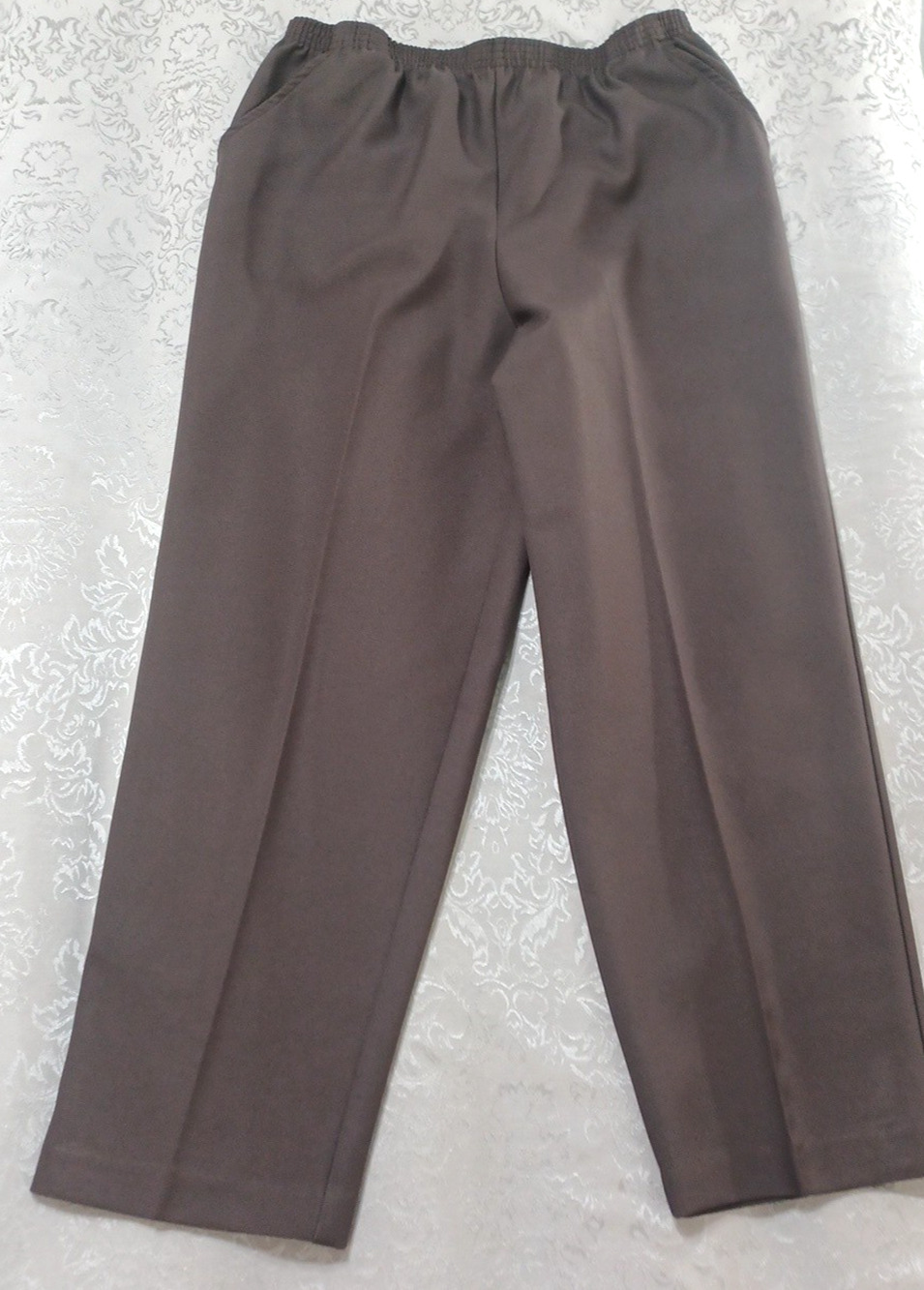 Classic Elements Women's Brown Pull On Pants Sz 16 Pockets Elastic Waist